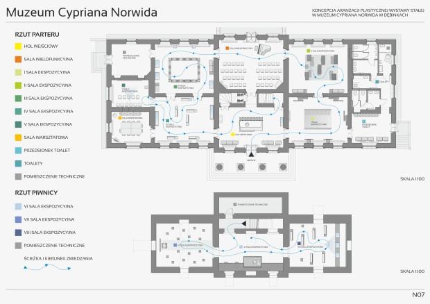 II nagroda dla Katarzyny Jagiełło za projekt wystawy stałej w Muzeum Norwida (plansza)