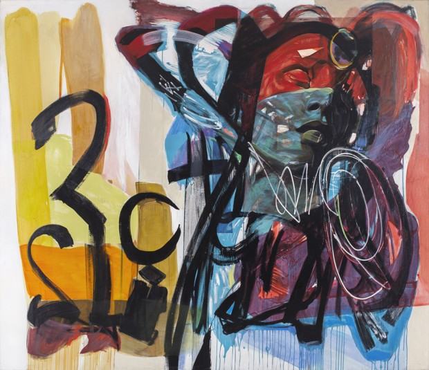 Niebieski, biały, czerwony, 190x220 cm, akryl na płótnie, 2014