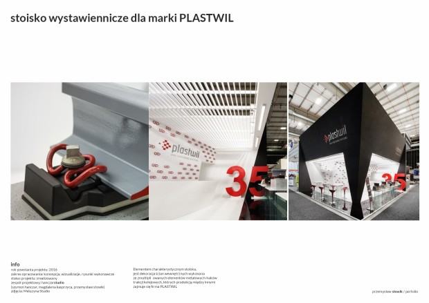 Zespół projektowy Przemysław Słowik, Magdalena Kasprzyca, Szymon Hanczar, stoisko wystawiennicze dla marki PLASTWIL, zdj. Meluzuna Studio Zespół projektowy Przemysław Słowik, Magdalena Kasprzyca, Szymon Hanczar, stoisko wystawiennicze dla marki PLASTWIL, zdj. Meluzuna Studio