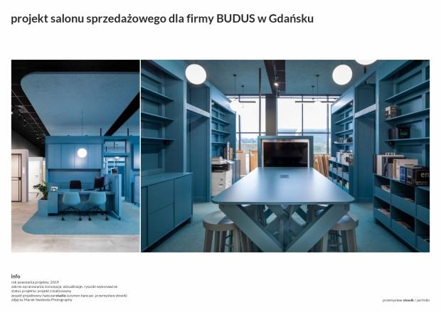 Zespół projektowy Przemysław Słowik, Szymon Hanczar, projekt salonu sprzedażowego dla firmy BUDUS w Gdańsku, zdj. Marek Swoboda Photography Zespół projektowy Przemysław Słowik, Szymon Hanczar, projekt salonu sprzedażowego dla firmy BUDUS w Gdańsku, zdj. Marek Swoboda Photography