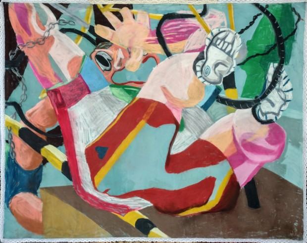 Grand Prix - Daniel Mikulski Rowerek: Grunt 170 x 130 cm Suchy pastel na płótnie, koronka bawełniana 2022