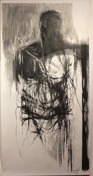 Bogna Kozera-Radomska, ***, karton, grafit, 200x100 cm, 2017 Bogna Kozera-Radomska, ***, karton, grafit, 200x100 cm, 2017