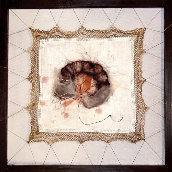 Dorota Pietrzyk, Szukanie duszy, 50x50 cm, tkanina na tiulu, 2015