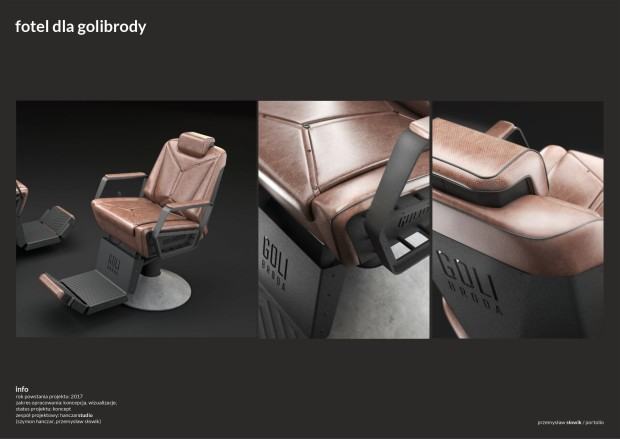Zespół projektowy Przemysław Słowik, Szymon Hanczar, fotel dla golibrody Zespół projektowy Przemysław Słowik, Szymon Hanczar, fotel dla golibrody