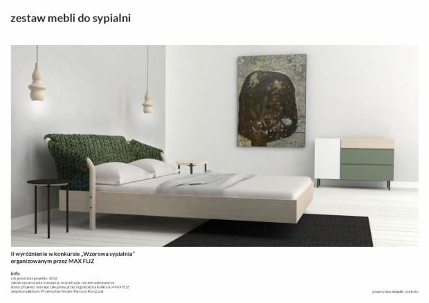 Zespół projektowy Przemysław Słowik, Patrycja Kryszczuk, zestaw mebli do sypialni Zespół projektowy Przemysław Słowik, Patrycja Kryszczuk, zestaw mebli do sypialni