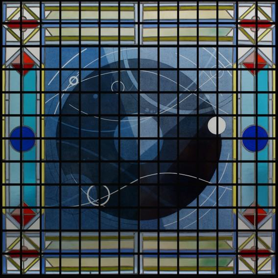 Adam Włodarczyk, Spokój, witraż klasyczny, 140x140 cm, 2022