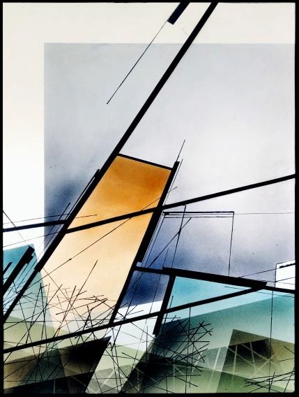 Adam Włodarczyk, witraż Unrest, 50x70 cm