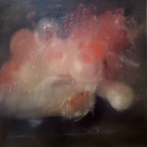 Agnieszka Apoznańska, Moje owoce, 2026 (olej na płótnie, Wymiary: 110 × 110 cm)