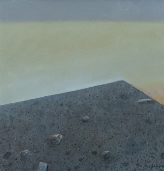 Stanisław, R. Kortyka, Trwanie – horyzont jasny, olej, płótno, 50x50 cm, 2019, zdj. Czesław Chwiszczuk