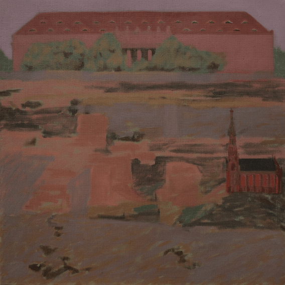 Kacper Wiatrak, Szczątki Salvatorkirche, 2025  (Olej na płótnie  Wymiary: 30 × 30 cm)