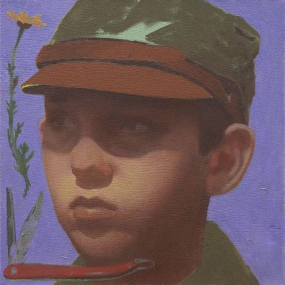 Kacper Wiatrak, Fantazja o bohaterskiej śmierci, 2026 (Olej na płótnie. Wymiary: 30 × 30 cm)