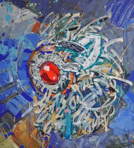 Marcelina Groń, Czas, akryl na płótnie, 100x110 cm, 2022 Marcelina Groń, Czas, akryl na płótnie, 100x110 cm, 2022