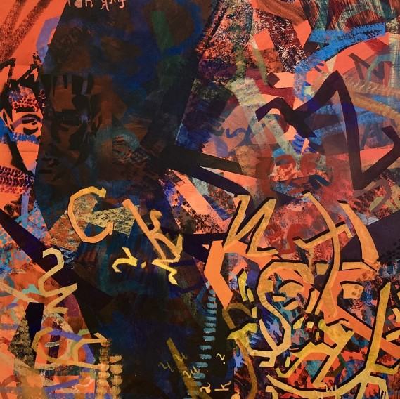 Maria Kąkol, but, 2022, technika akrylowa na płótnie, 100x100 cm, zdj. autorka Maria Kąkol, but, 2022, technika akrylowa na płótnie, 100x100 cm, zdj. autorka