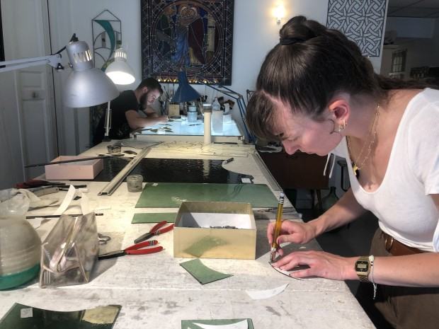 Paryż, wizyta w Pracowni L'ame du Vitrail, Marie Pierre