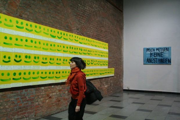 Andrzej Krzysztof Wałaszek, Polacy nie muszą się już bać, 160x750 cm, akryl Andrzej Krzysztof Wałaszek, Polacy nie muszą się już bać, 160x750 cm, akryl