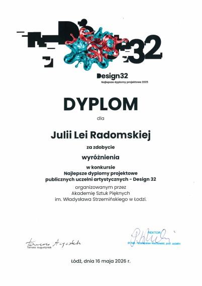 Design32 – dyplom naszej absolwentki z wyróżnieniem