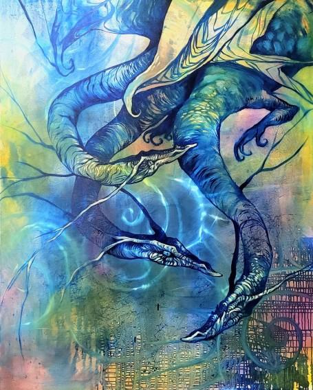 Karolina Matuszewska, Trzygłowy, 120x160 cm, olej na płótnie