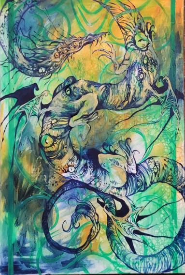 Karolina Matuszewska, Wężowiec, 100x150 cm, olej na płótnie