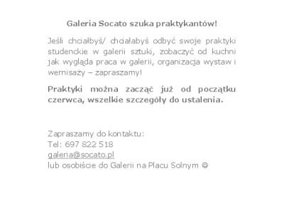 Galeria Socato szuka praktykantów