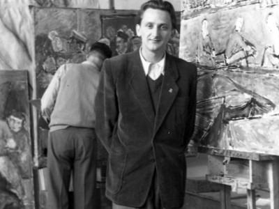 Józef Hałas podczas studiów na PWSSP we Wrocławiu, 1953 r., fot. Z. Holuka