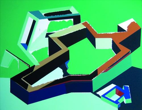 Anna Kołodziejczyk: Osiedle - akryl na płótnie, 2005