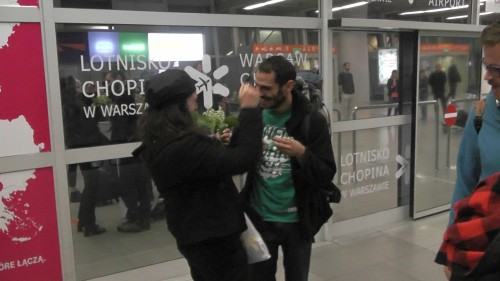 Powitanie gości z Izraela na lotnisku Chopina w Warszawie