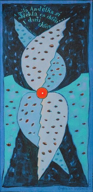 Mikulow Eugeniusz Józefowski, Anielica, co duszę chciała, akryl na płótnie, 24 x 50 cm, 2019