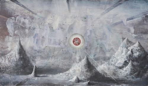 Łukasz Huculak -  Czerwony karzeł, tempera na papierze, 70x41cm, 2020