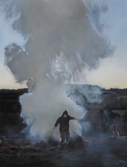86272863.jpg Karol Palczak, Stanął w ogniu nasz wielki dom, dom dla psychicznie i nerwowo chorych, 2019, olej na płótnie, 150 x 110 cm
