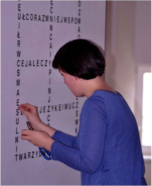 wystawa pt."Pracownia Słowa i Obrazu", praca Magdaleny Kreis  "Gra w klasy"