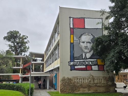 Współczesny mural przedstawiający Ryszarda Jaxę-Małachowskiego, kampus UNI (Universidad Nacional de Ingeniería), Lima, 2025, fot. M. Kaczmarska