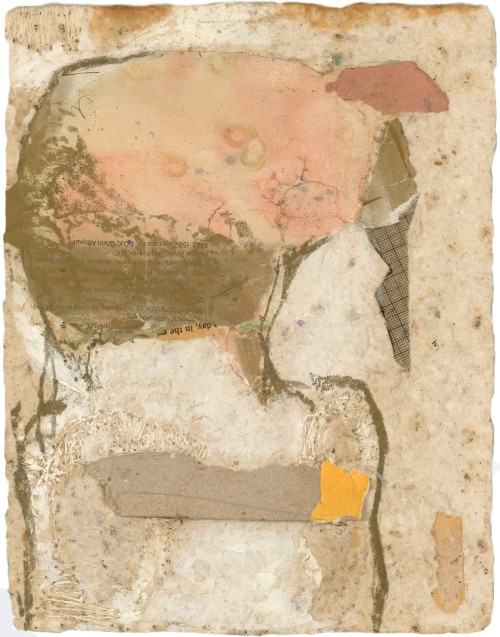 Rania Fragkoulidou, untitled-2024-collage-oil-pastel-stiching-on-handmade-paper-25x21-cm
