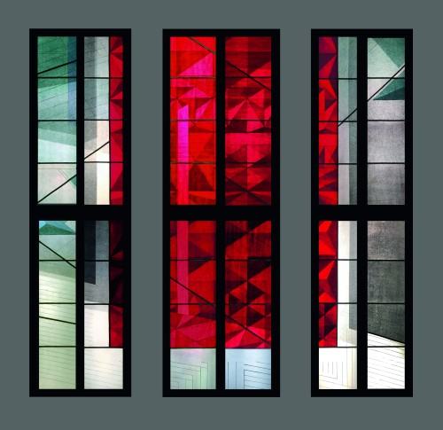 Adam Włodarczyk, witraż Strach Adam Włodarczyk, witraż Strach