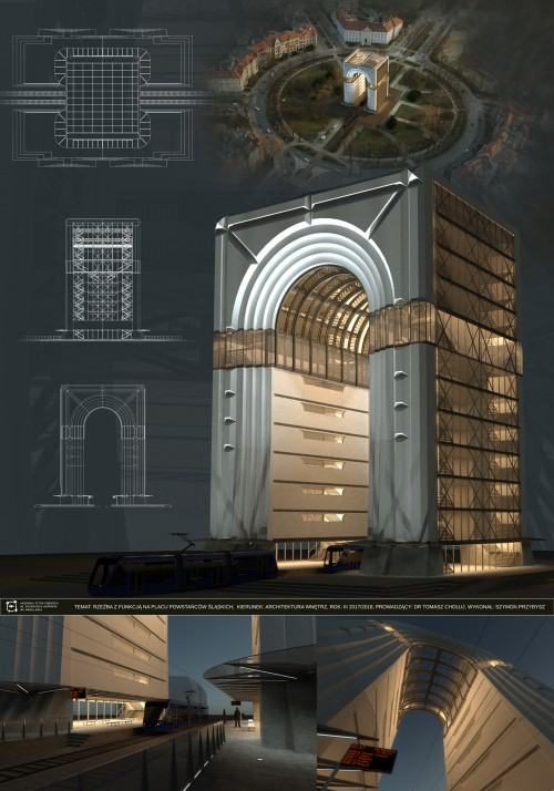 Szymon Przybysz, monument z funkcją, architektura Placu