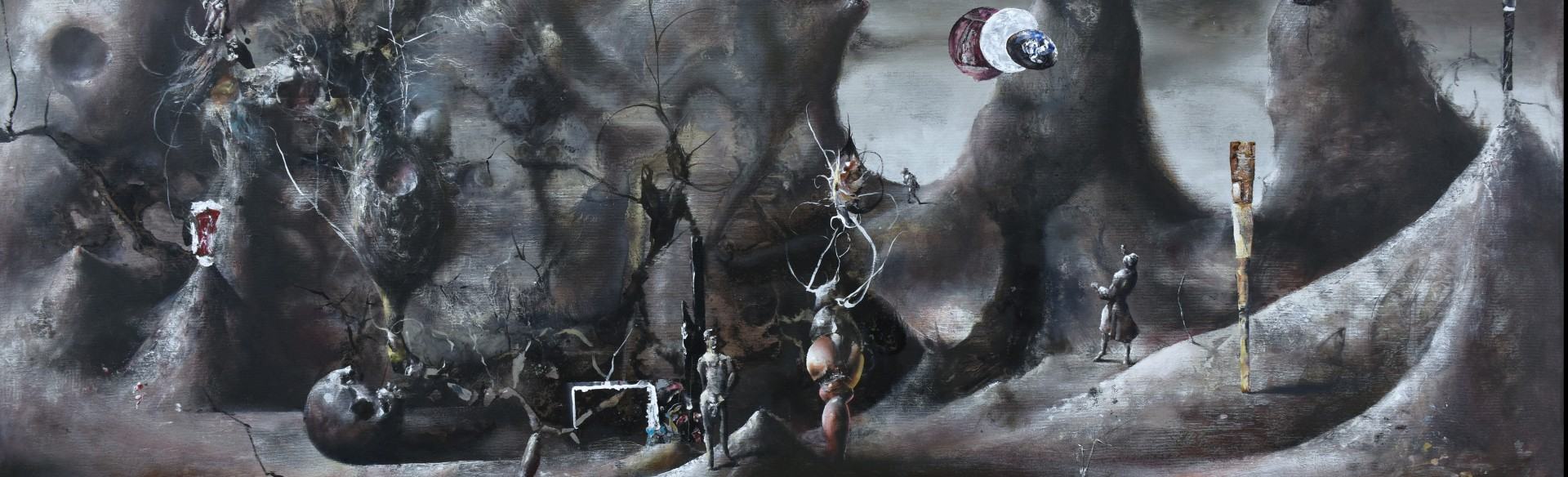 Łukasz Huculak, Wyspa Dnia Poprzedniego, 67x160 cm, olej na płótnie, 2024 Łukasz Huculak, Wyspa Dnia Poprzedniego, 67x160 cm, olej na płótnie, 2024