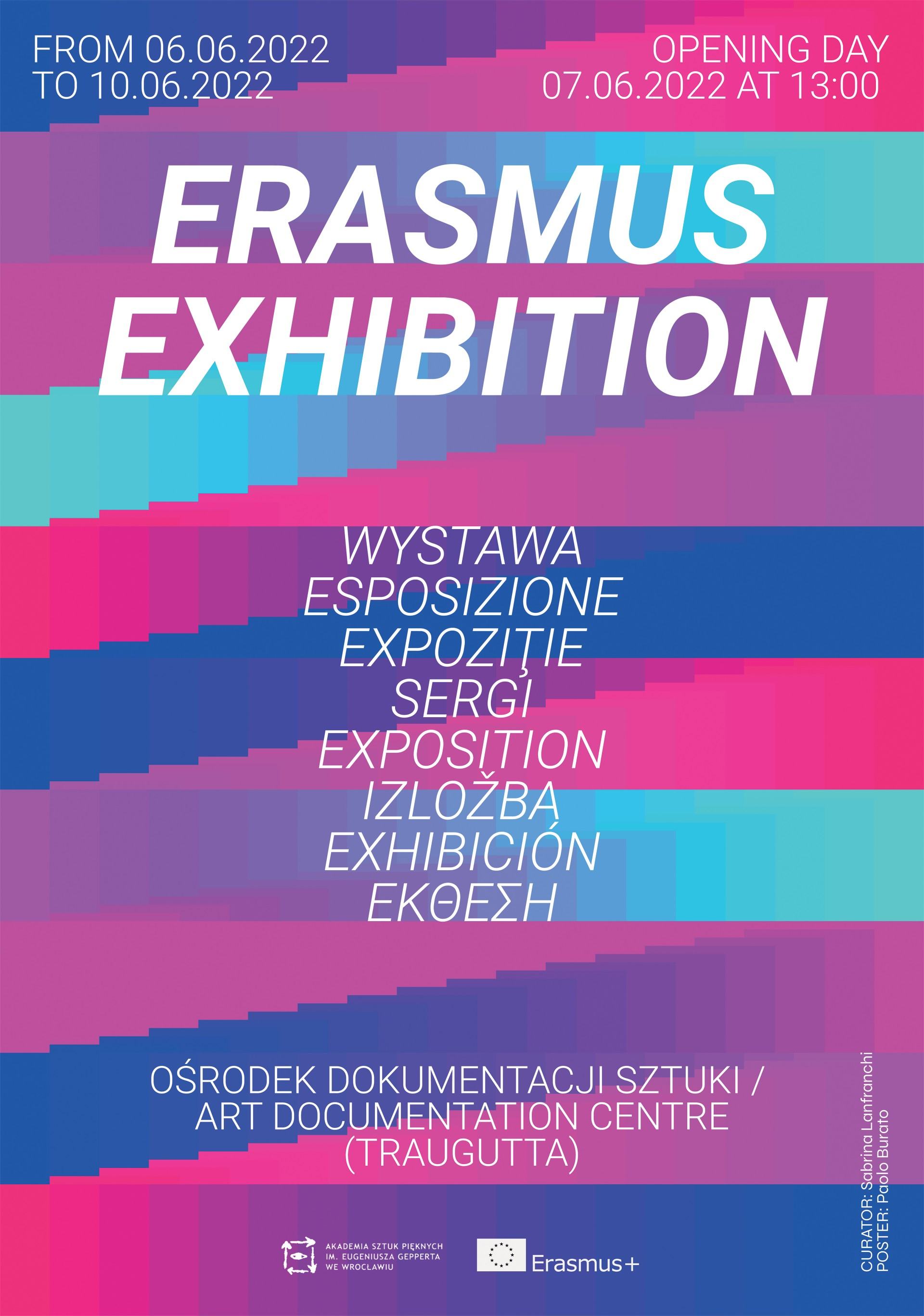 Kolorowy plakat na wystawę studentów z programu Erasmus+