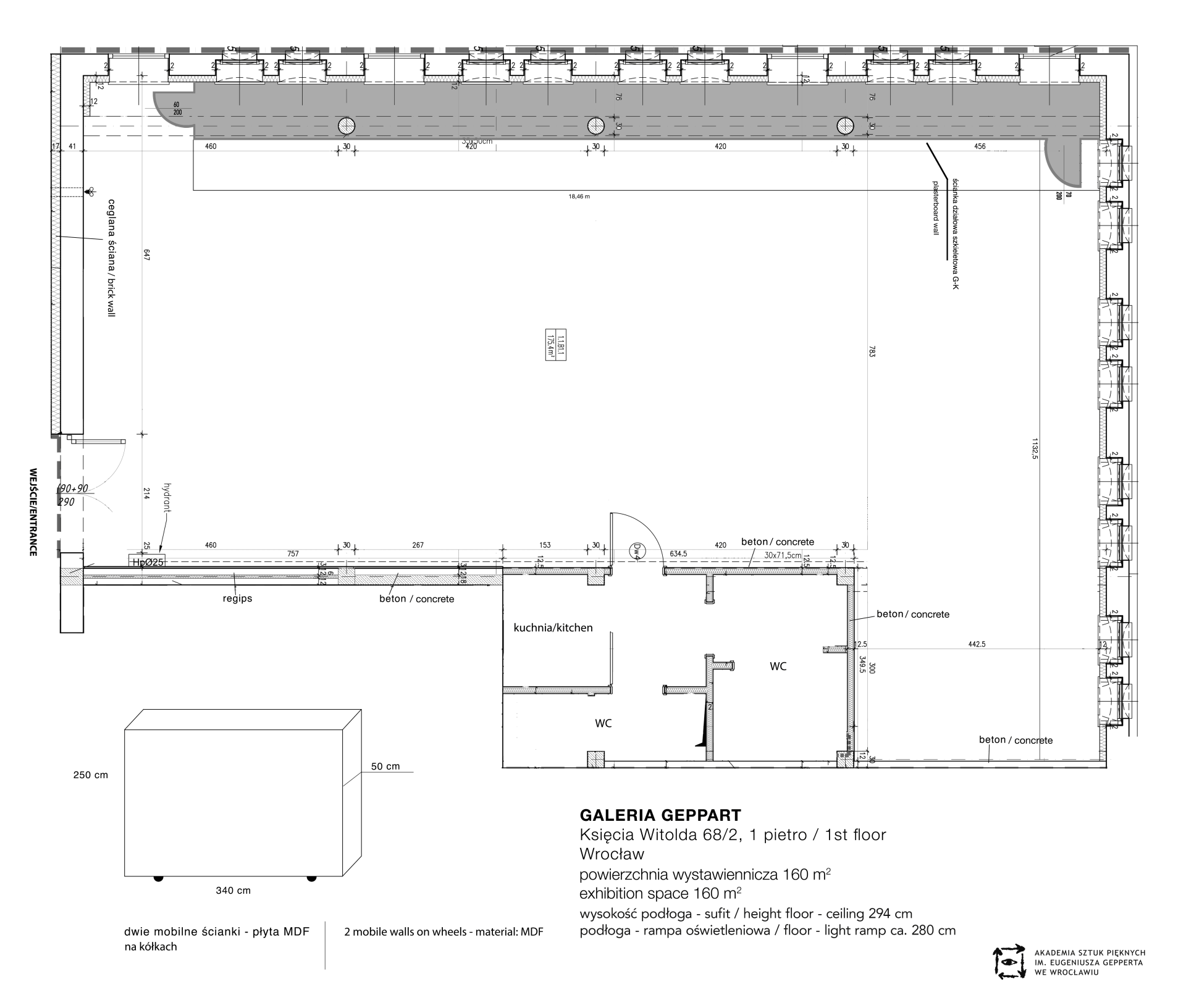 Rzut Galerii Geppart ASP Wrocław