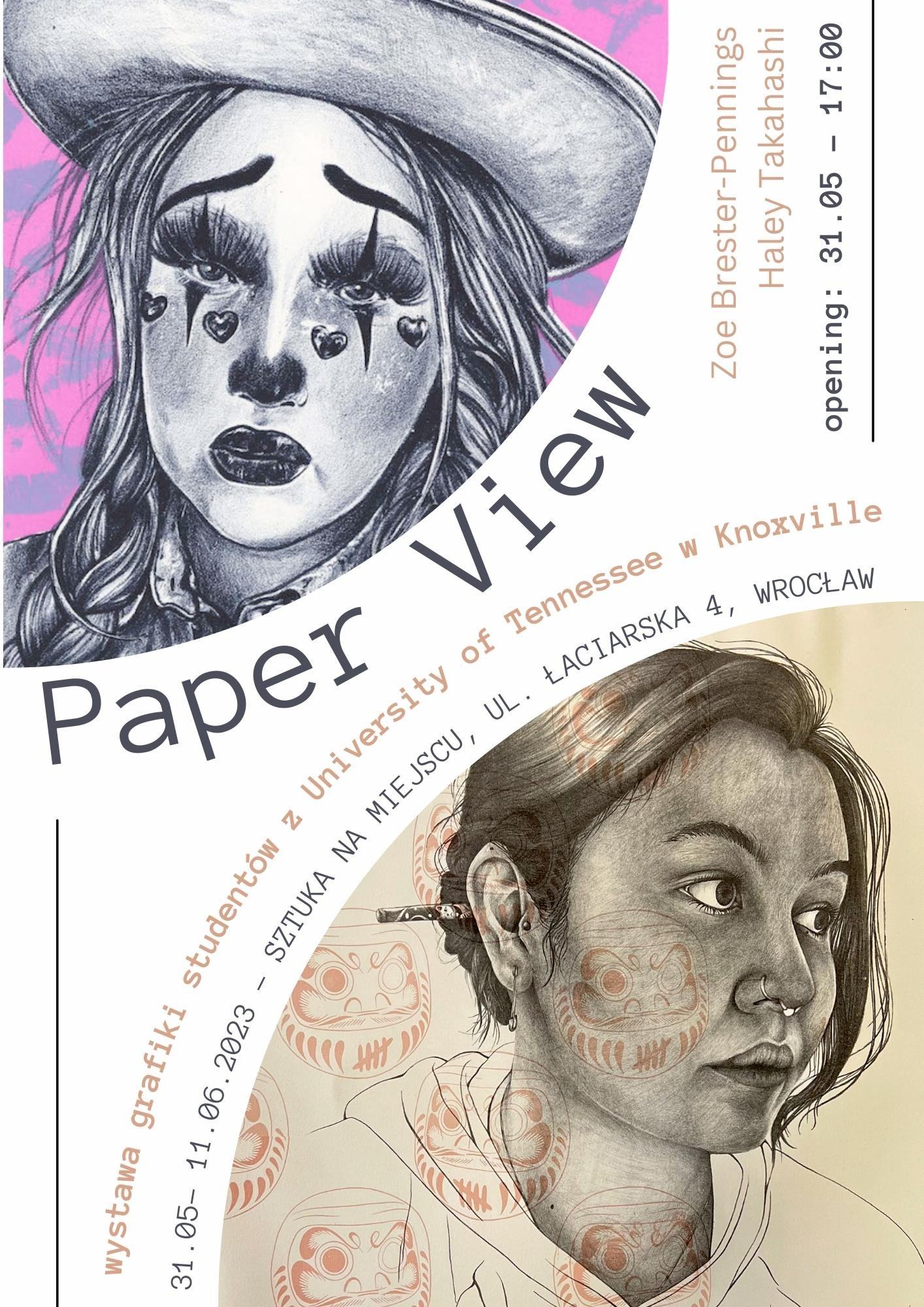 Plakat rpomujący wystawę Paper View Haley Takahashi i Zoe Brester-Pennings