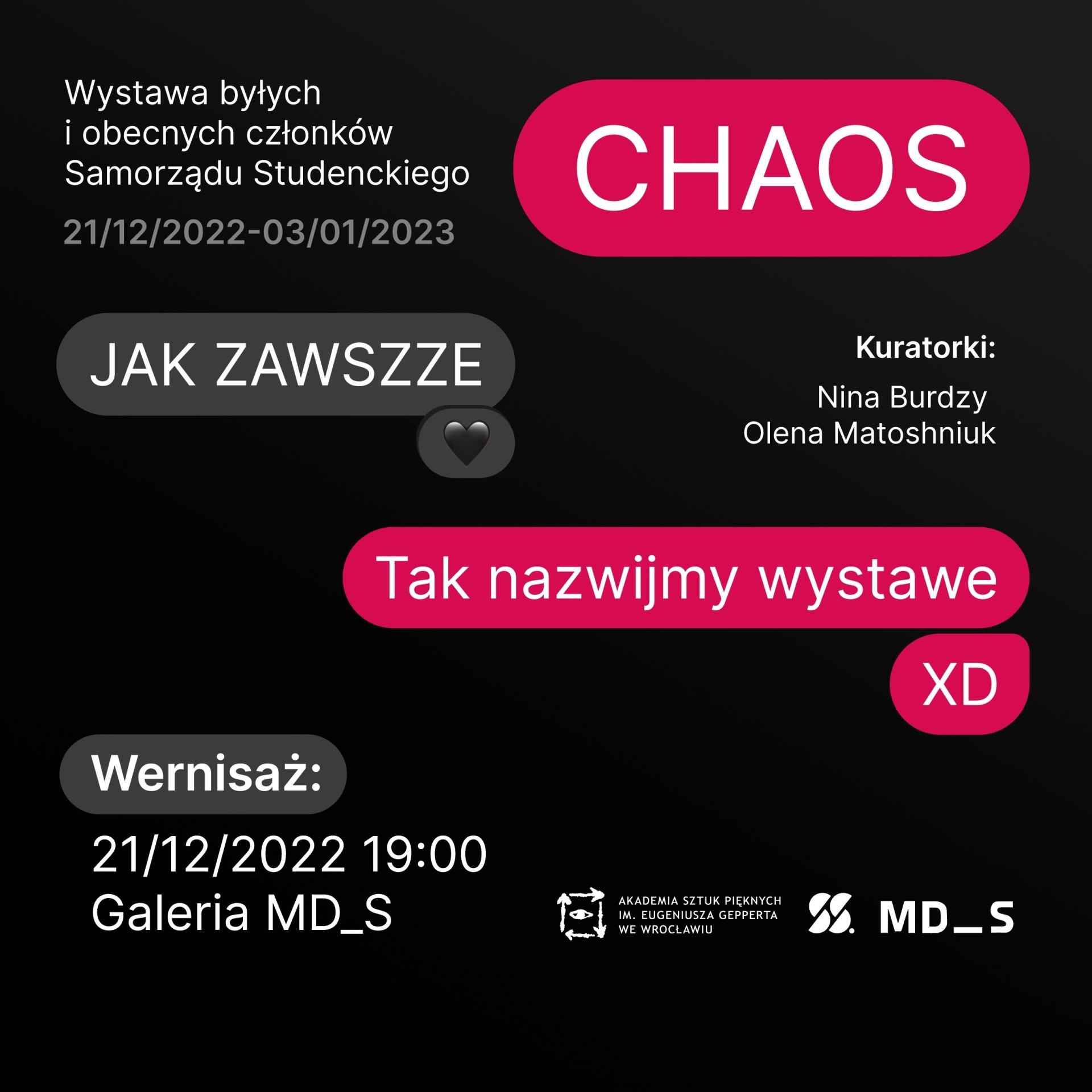 Grafika promująca wystawę pt. Chaos - jak zawsze