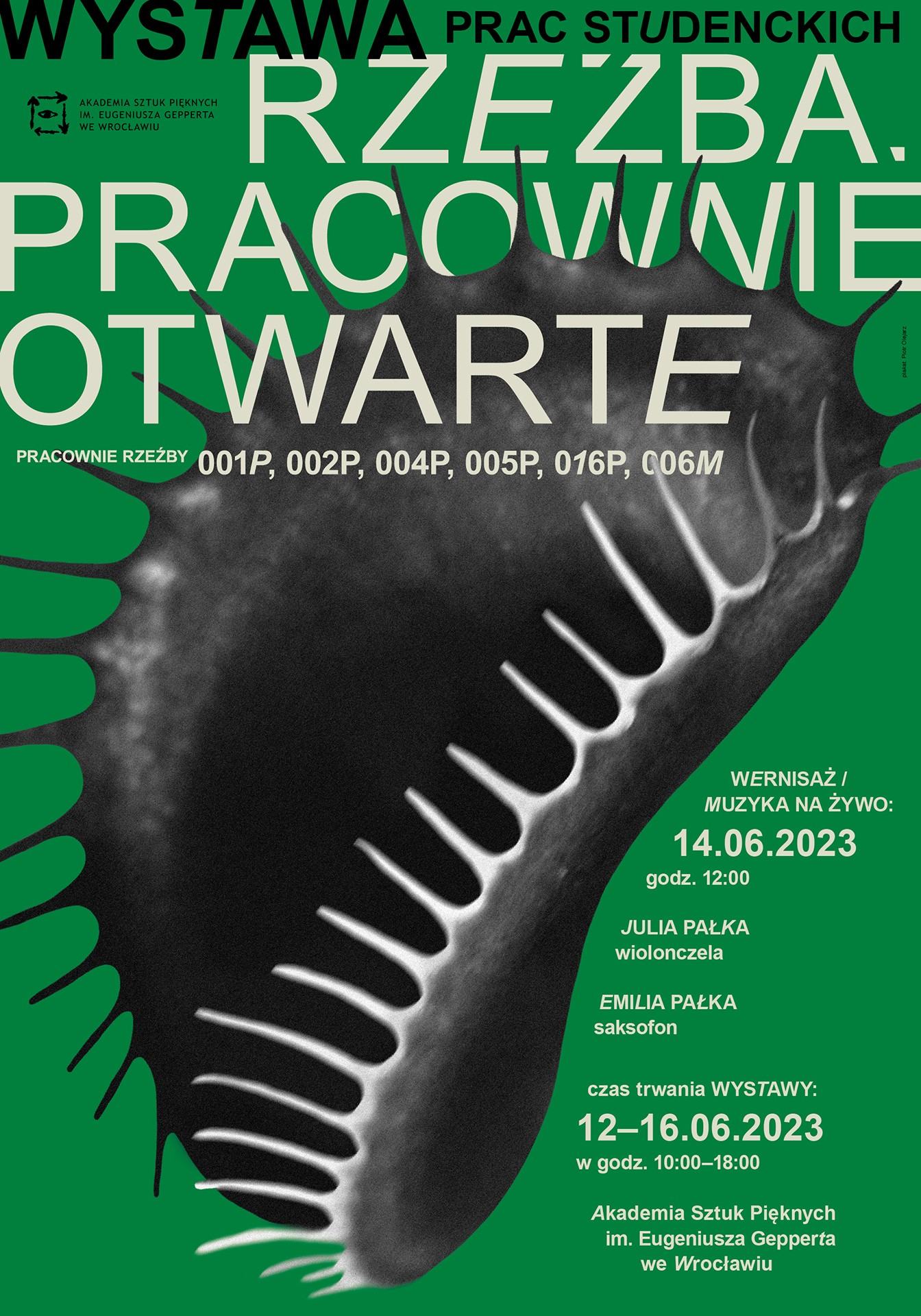 Plakat promujący wystawę Rzeźba,pracownie otwarte