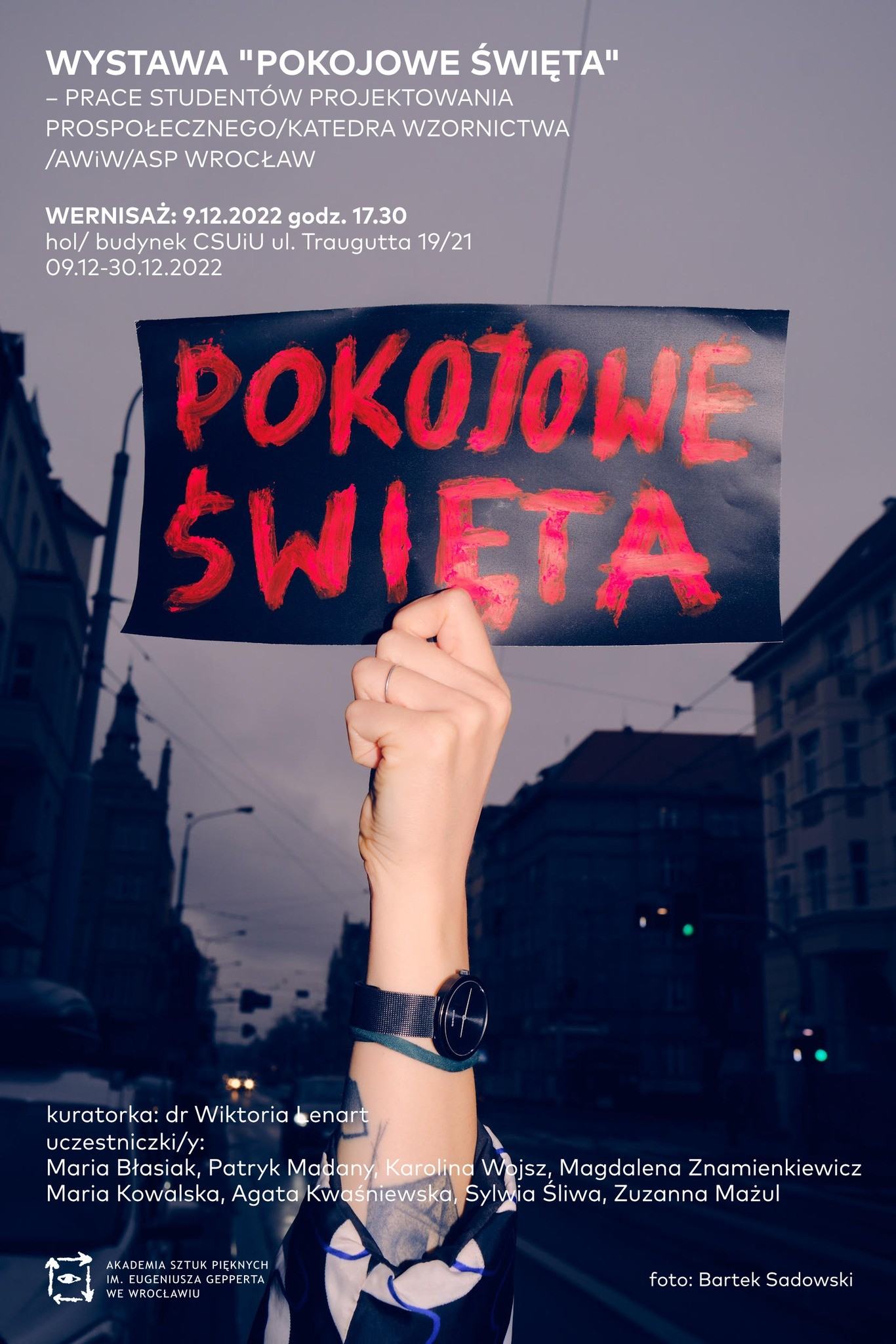 grafika promująca wystawę Pokojowe Święta