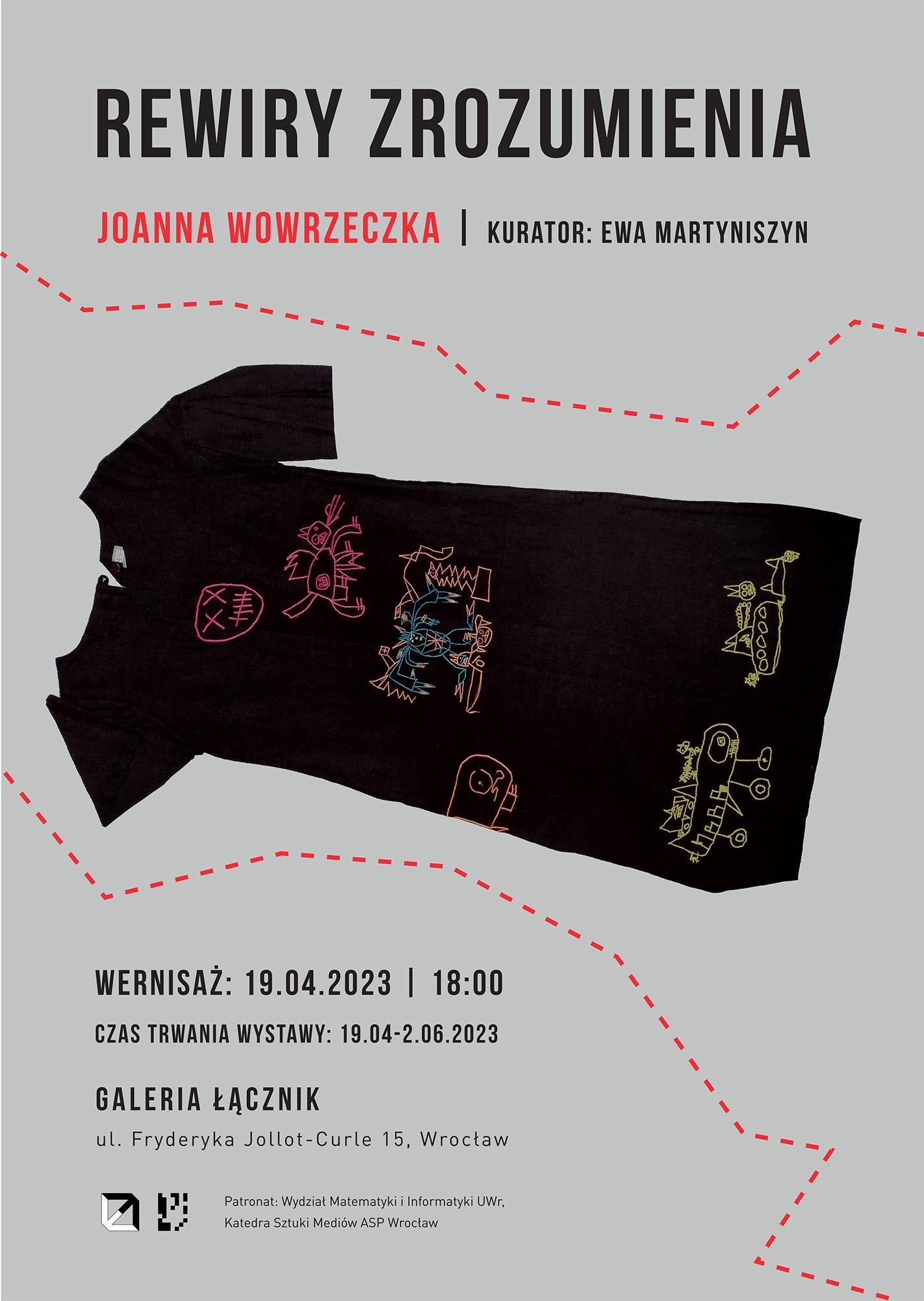 Plakat promujący wystawę obiektów Joanny Wowrzeczki pt. „Rewiry zrozumienia