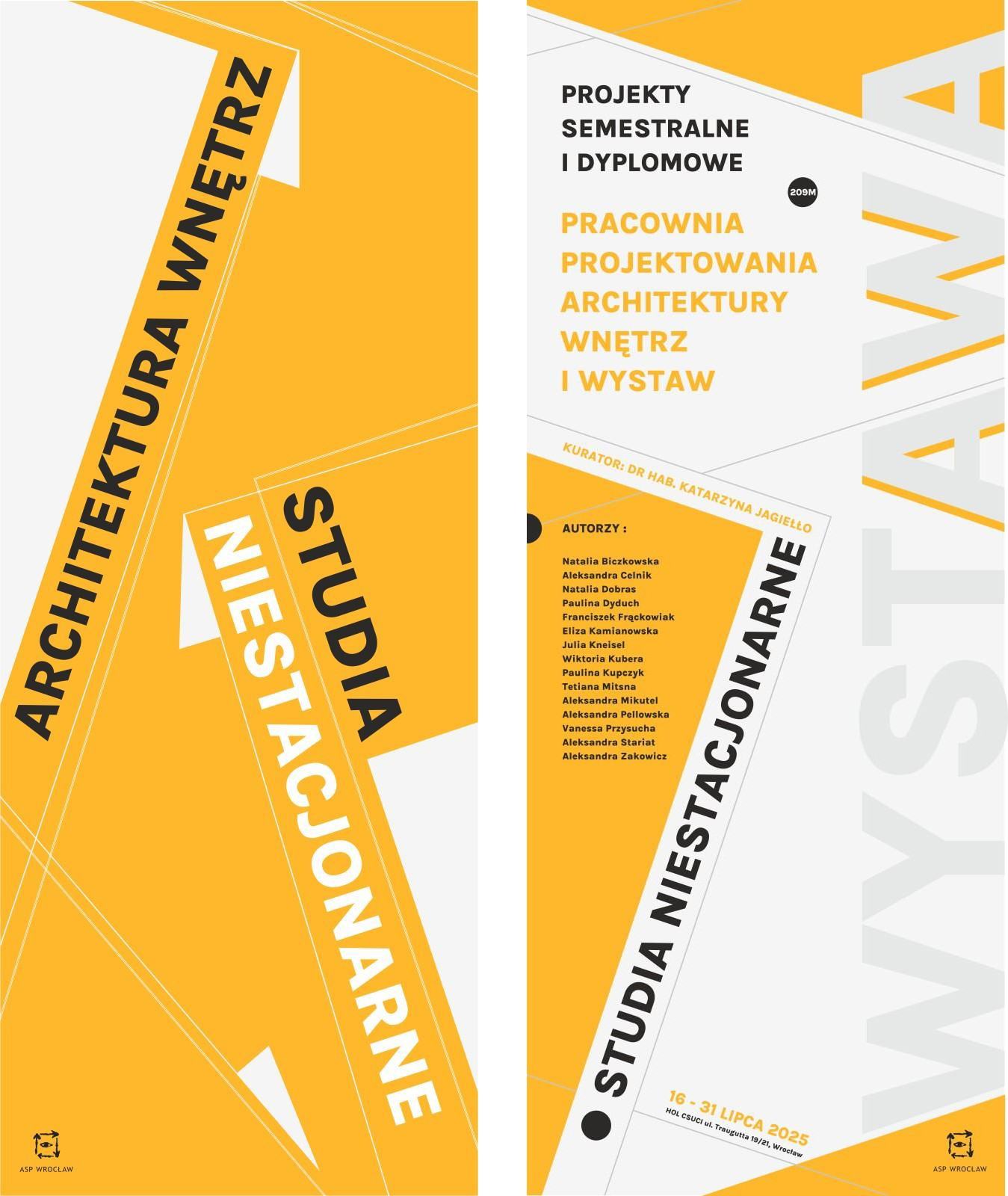 Wystawa projektów semestralnych i dyplomowych / Architektura Wnętrz – studia niestacjonarne 